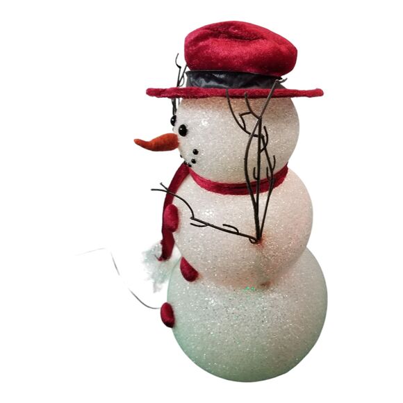 Snowman 17" Christmas Light Up Changes Colors Winter Red Top Hat Scarf LED Video - Picture 4 of 5